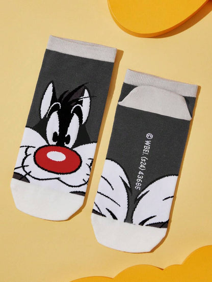 LOONEY TUNES 4pcs Unisex Cartoon Pattern Ankle Socks Set