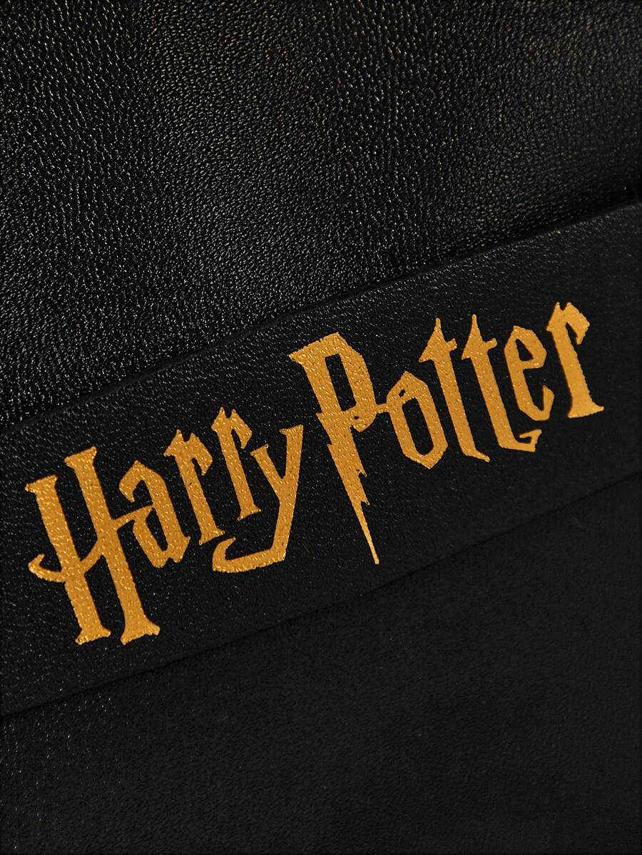 HARRY POTTER 1 Pc Deathly Hallows Geometric And Letter Pattern Large Capacity Makeup Bag, Black, Gifts,Back To School