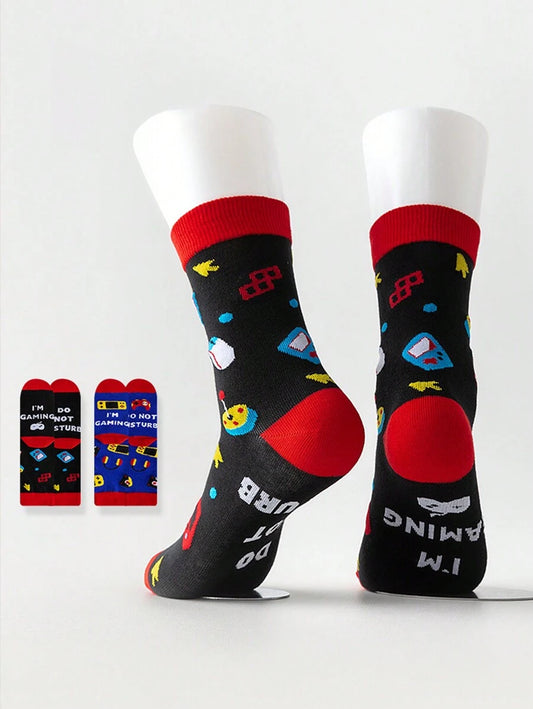 Trendy Game Control Pad Pattern Crew Socks