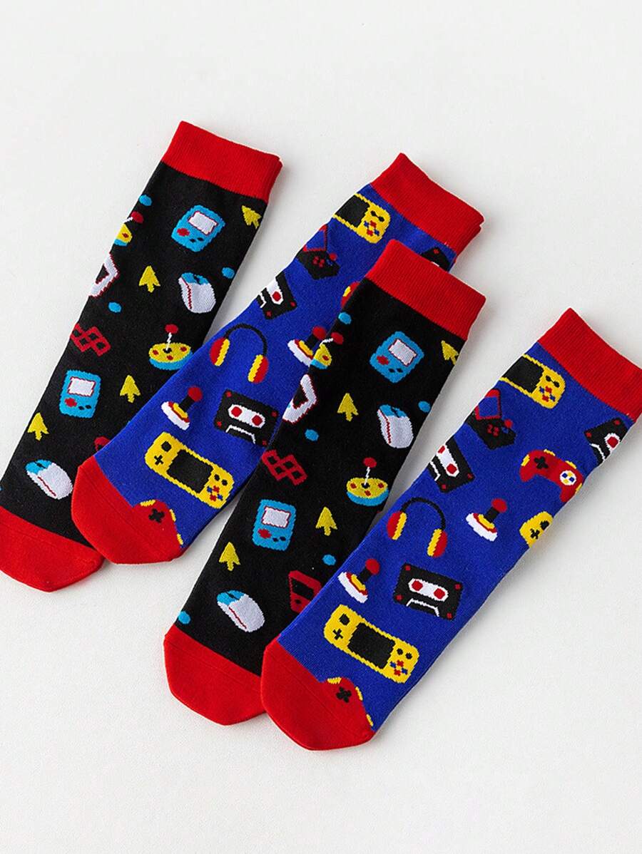 Trendy Game Control Pad Pattern Crew Socks