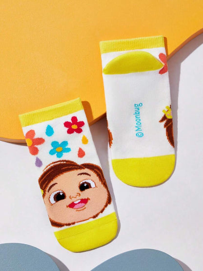 CoComelon Cartoon Character & Floral Pattern Kids Socks