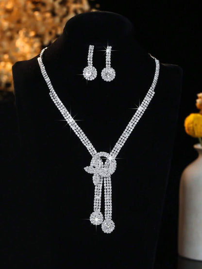 4pcs Rhinestone Leaf Design Necklace, Earrings, Bracelet And Ring; Jewelry Set, Sophisticated Versatile Jewelry Suitable For Women's Daily Commute, Campus Dates, Weddings, Parties, Valentine's Day