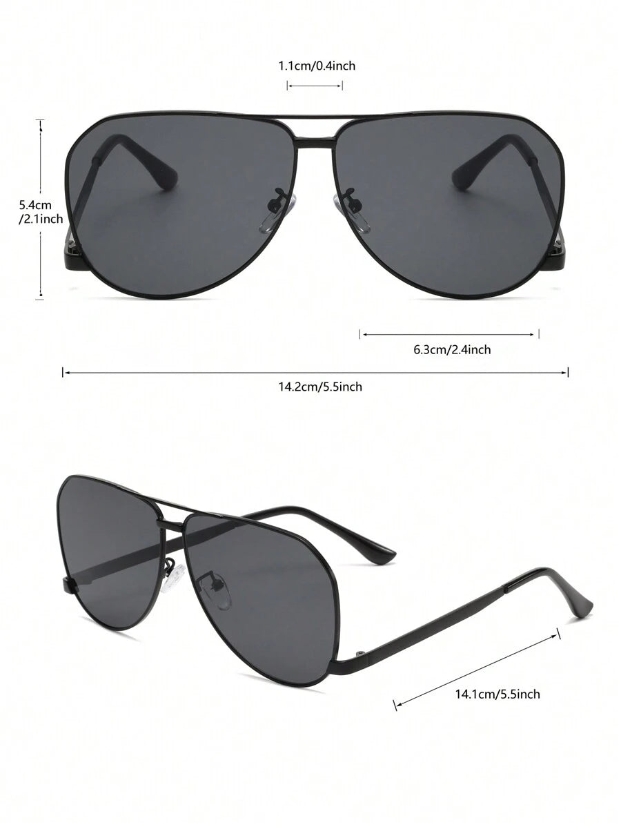 Women's Retro Big Frame Metal Double-Bridge Aviator Fashion Glasses