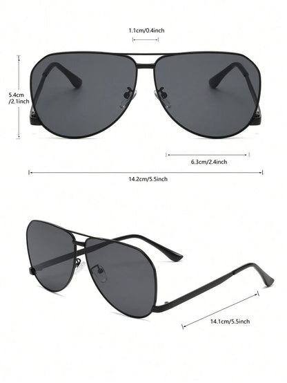 Women's Retro Big Frame Metal Double-Bridge Aviator Fashion Glasses