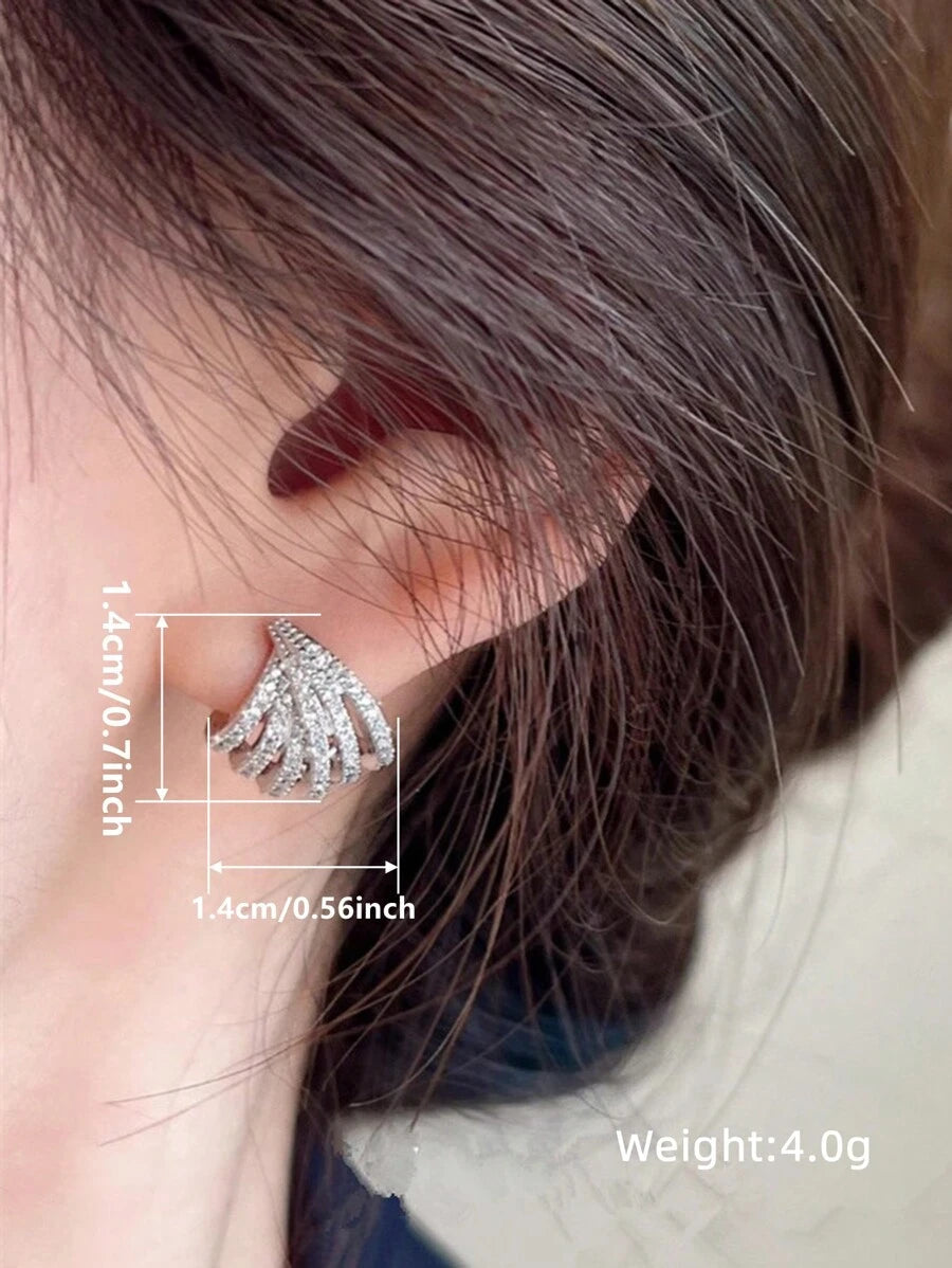 Elegant Cubic Zirconia Stud Earrings, Suitable For Women