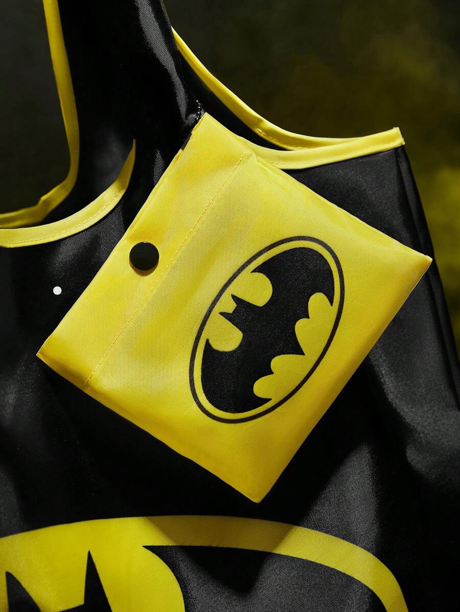 BATMAN 1pc Fashionable Bat Print Foldable Portable Shopping Tote Bag,gift