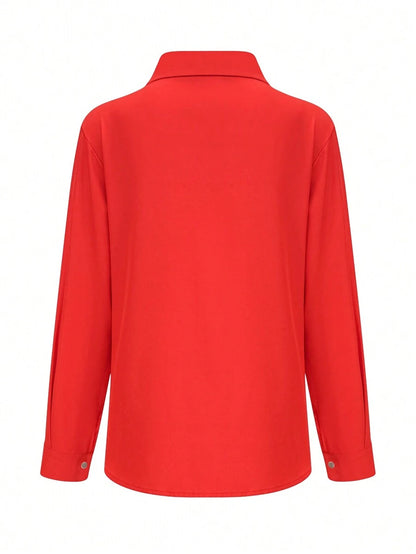 Fashion Women Asymmetrical Button Shirt, Minimalist Style Casual Daily Wear