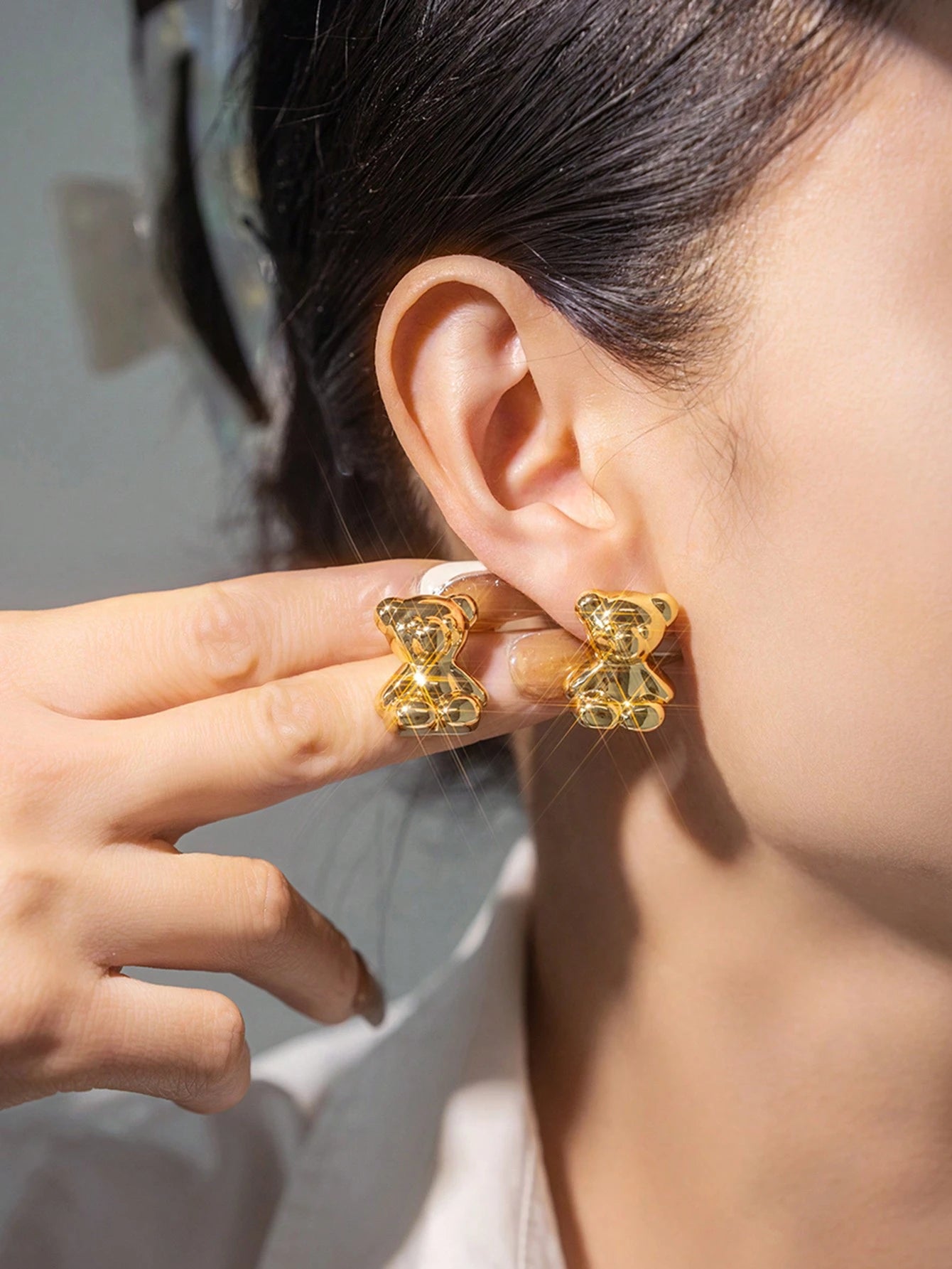 Metal Teddy Bear Fashion Earrings
