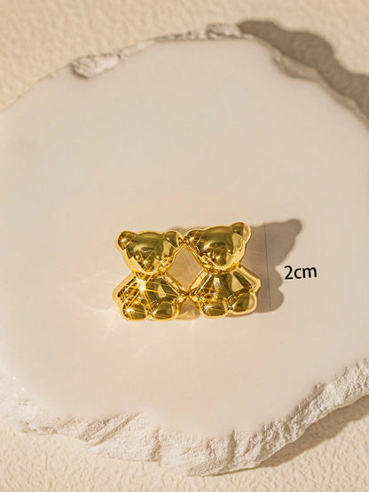 Metal Teddy Bear Fashion Earrings