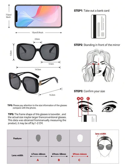Retro Square Oversized Plastic Sunglasses, Classic Fashion Eye Glasses For Outdoor Travel Beach Casual Daily Wear, UV Protection Driving Glasses