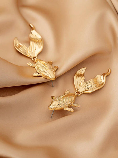 Boho Style Large Elegant Goldfish Earrings