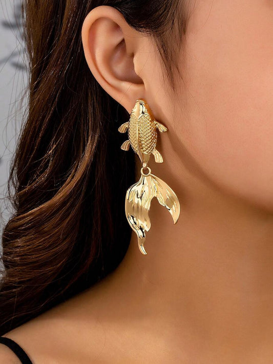 Boho Style Large Elegant Goldfish Earrings