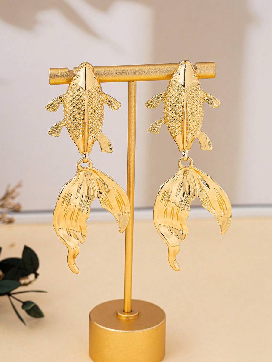 Boho Style Large Elegant Goldfish Earrings