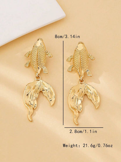 Boho Style Large Elegant Goldfish Earrings