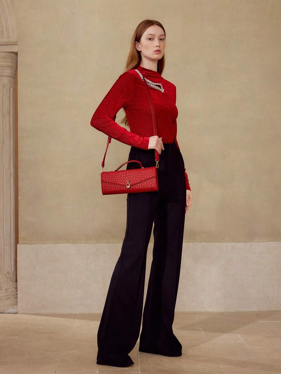 Pre Order PREMIUM WOMEN'S FASHION MINIMALIST TEXTURED EMBOSSED TOP HANDLE BAG, SUITABLE FOR COMMUTING, VALENTINES