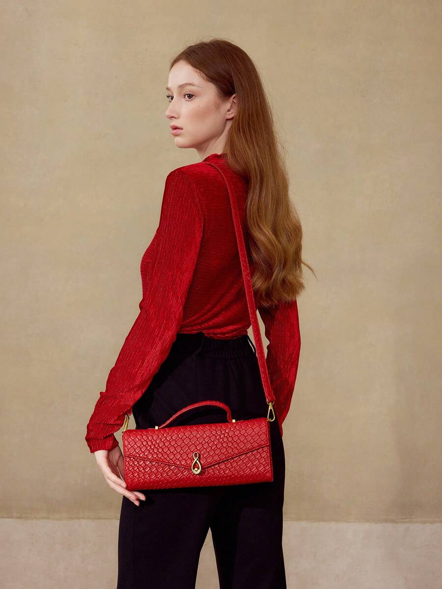 Pre Order PREMIUM WOMEN'S FASHION MINIMALIST TEXTURED EMBOSSED TOP HANDLE BAG, SUITABLE FOR COMMUTING, VALENTINES
