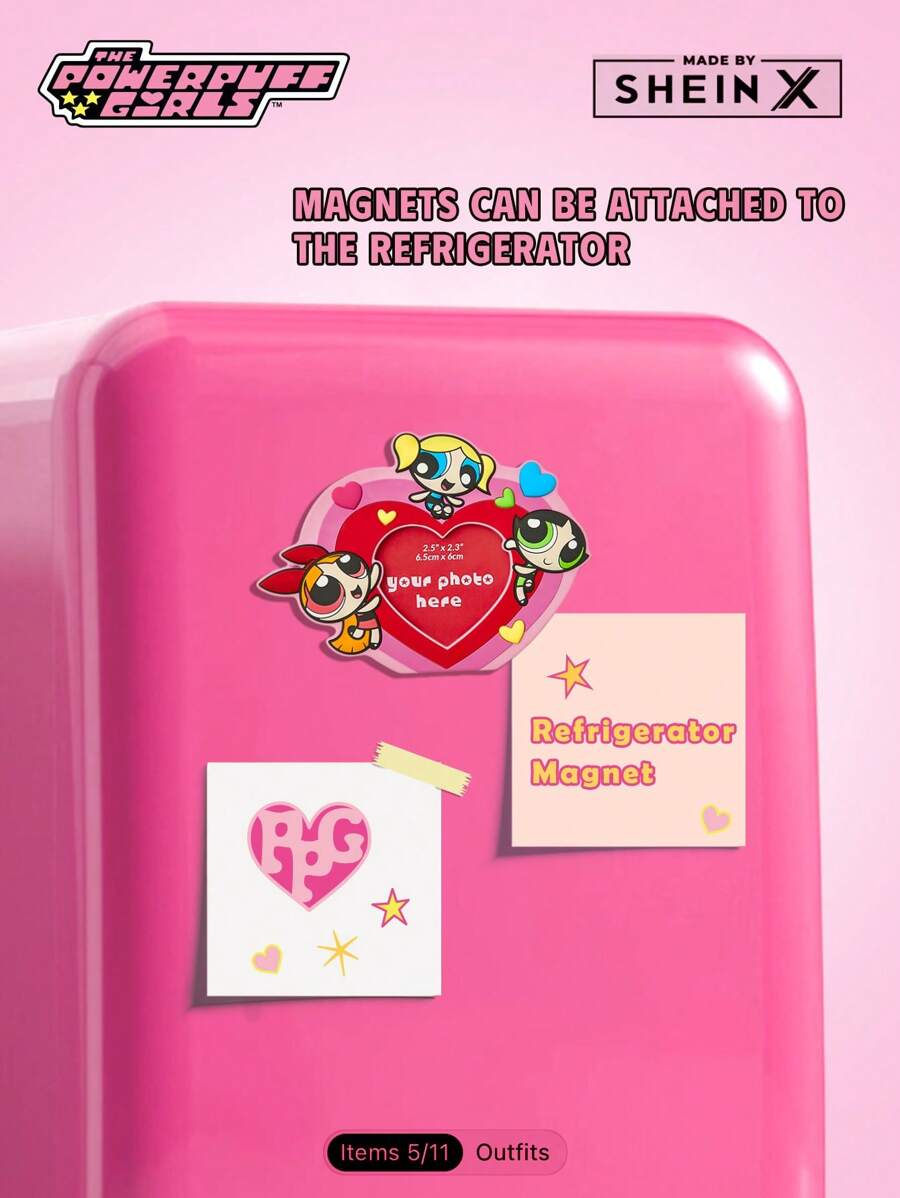 THE POWERPUFF GIRLS 1pc Double-Sided Photo Frame & Fridge Magnet for gift