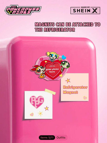 THE POWERPUFF GIRLS 1pc Double-Sided Photo Frame & Fridge Magnet for gift
