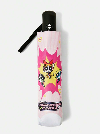 THE POWERPUFF GIRLS Cute Cartoon Blossom, Bubbles, Buttercup Pattern Automatic Opening And Closing Three-Fold Umbrella for regular use