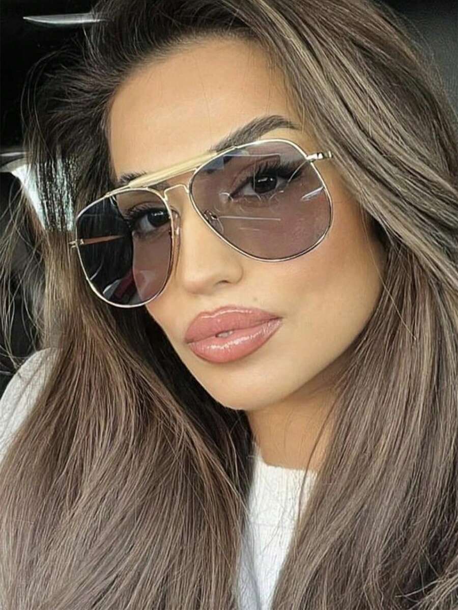 European And American Style Women Metal Frog Eye Oversized Fashion Glasses, 2025 New Ins- Design For Summer Beach Vacation, Outdoor, Travel
