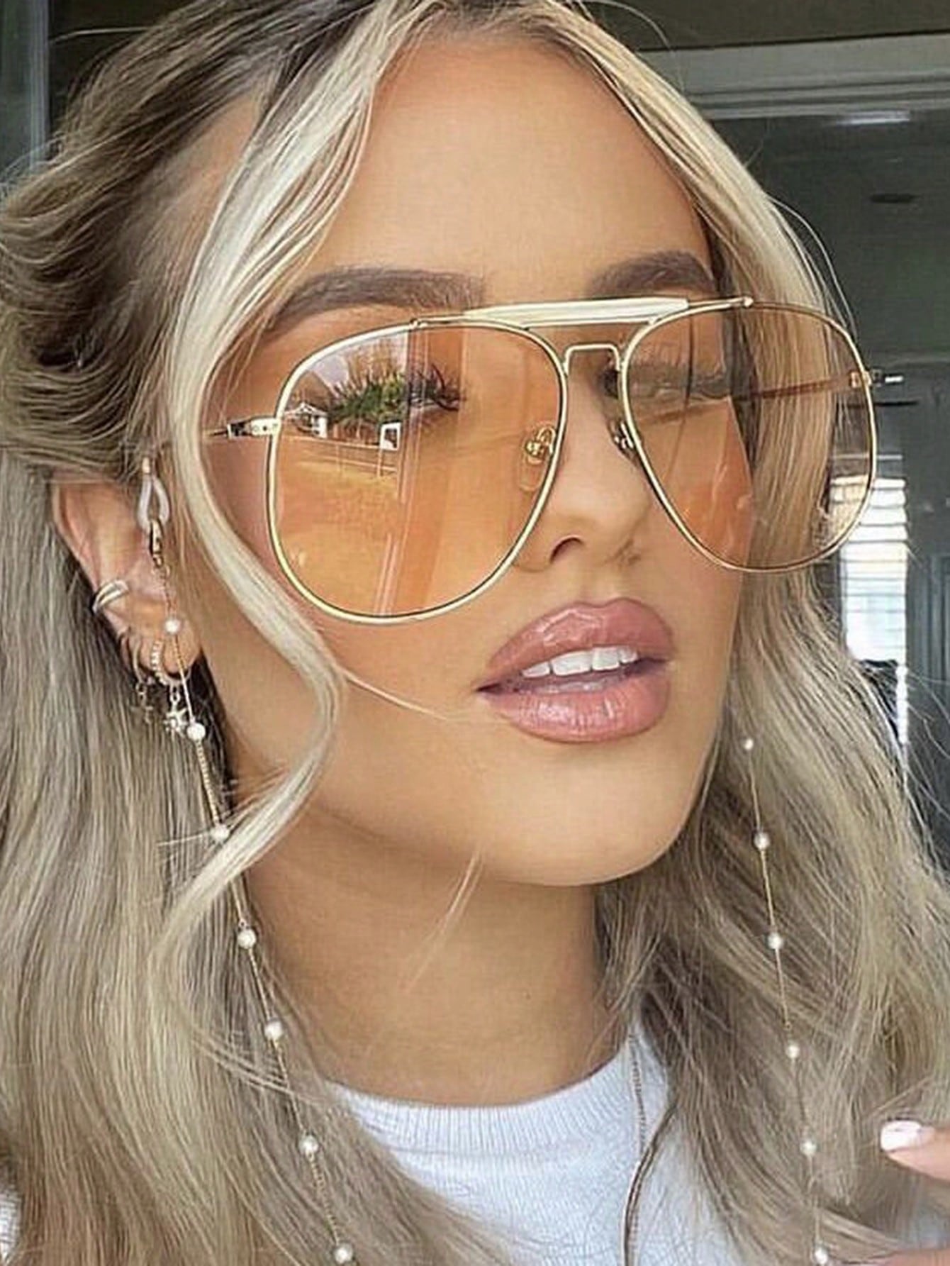 European And American Style Women Metal Frog Eye Oversized Fashion Glasses, 2025 New Ins- Design For Summer Beach Vacation, Outdoor, Travel