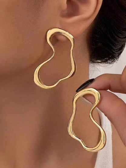 Asymmetrical Metallic Peace Dangle Earrings.