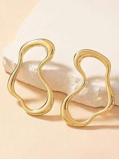 Asymmetrical Metallic Peace Dangle Earrings.