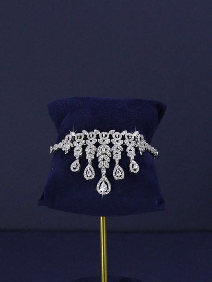 5pcs Set Luxury Royal Style Oversize Tassel Floral Teardrop Design Bridal Wedding Jewelry Set