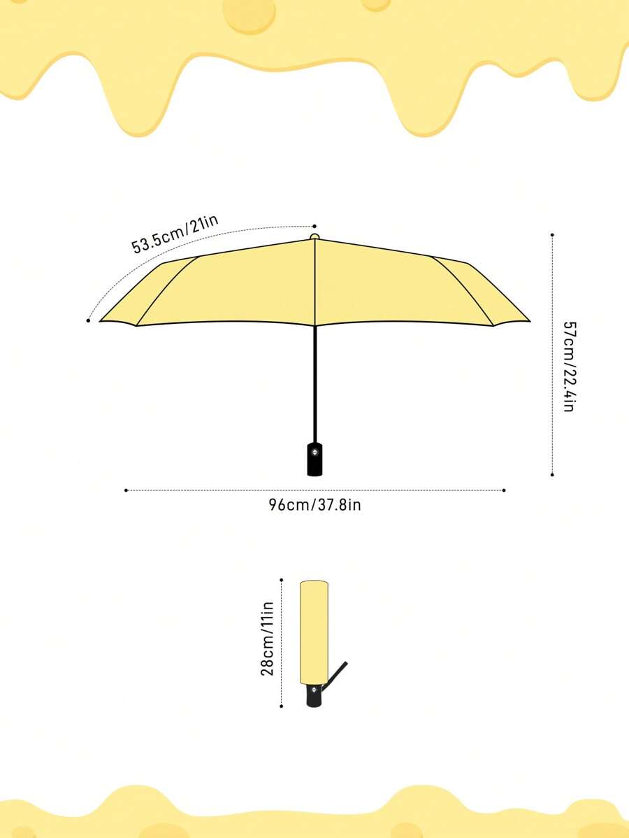 TOM & JERRY 1pc Cute Cartoon Cat, Mouse, Cheese Pattern Automatic Opening And Closing Umbrella With Sun Protection Function, Suitable For School, Work, Outings, And Daily Use, Designed For College Students, High School Students, And Women
