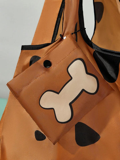 SCOOBY-DOO Cute Cartoon Character Printed Polyester Foldable Shopping Bag, Tote Bag, Equipped With A Small Storage Bag With A Bead Chain
