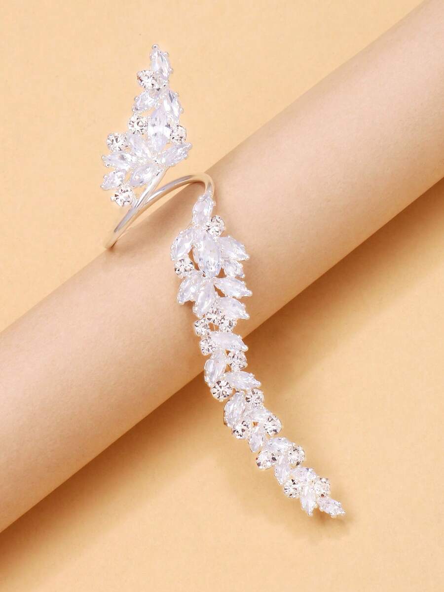 Zirconia Leaf Design Adjustable Party Versatile Ring, Fashion Jewelry Accessories For Women
