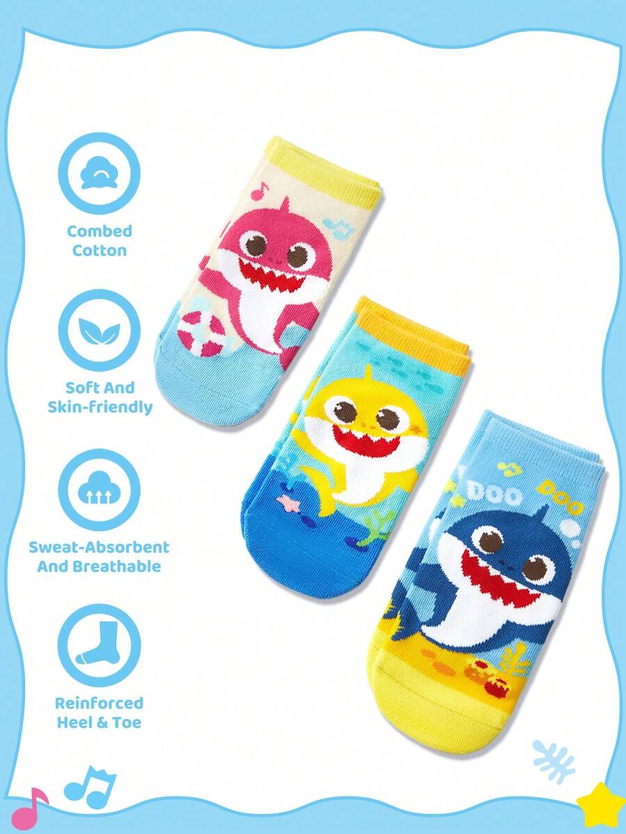 Baby Shark 3 pair set KIDS Cotton Socks.Best for Gift