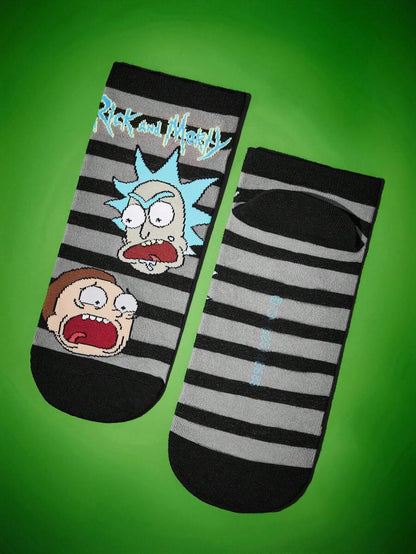 Rick and Morty 4 Pairs SET Soft Breathable Moisture Wicking Men's Ankle Socks, Reinforced Toe And Heel, Durable For All Seasons, Black And Green, Unisex