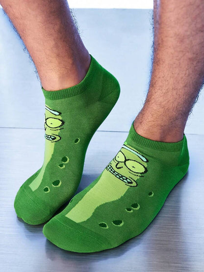 Rick and Morty 4 Pairs SET Soft Breathable Moisture Wicking Men's Ankle Socks, Reinforced Toe And Heel, Durable For All Seasons, Black And Green, Unisex