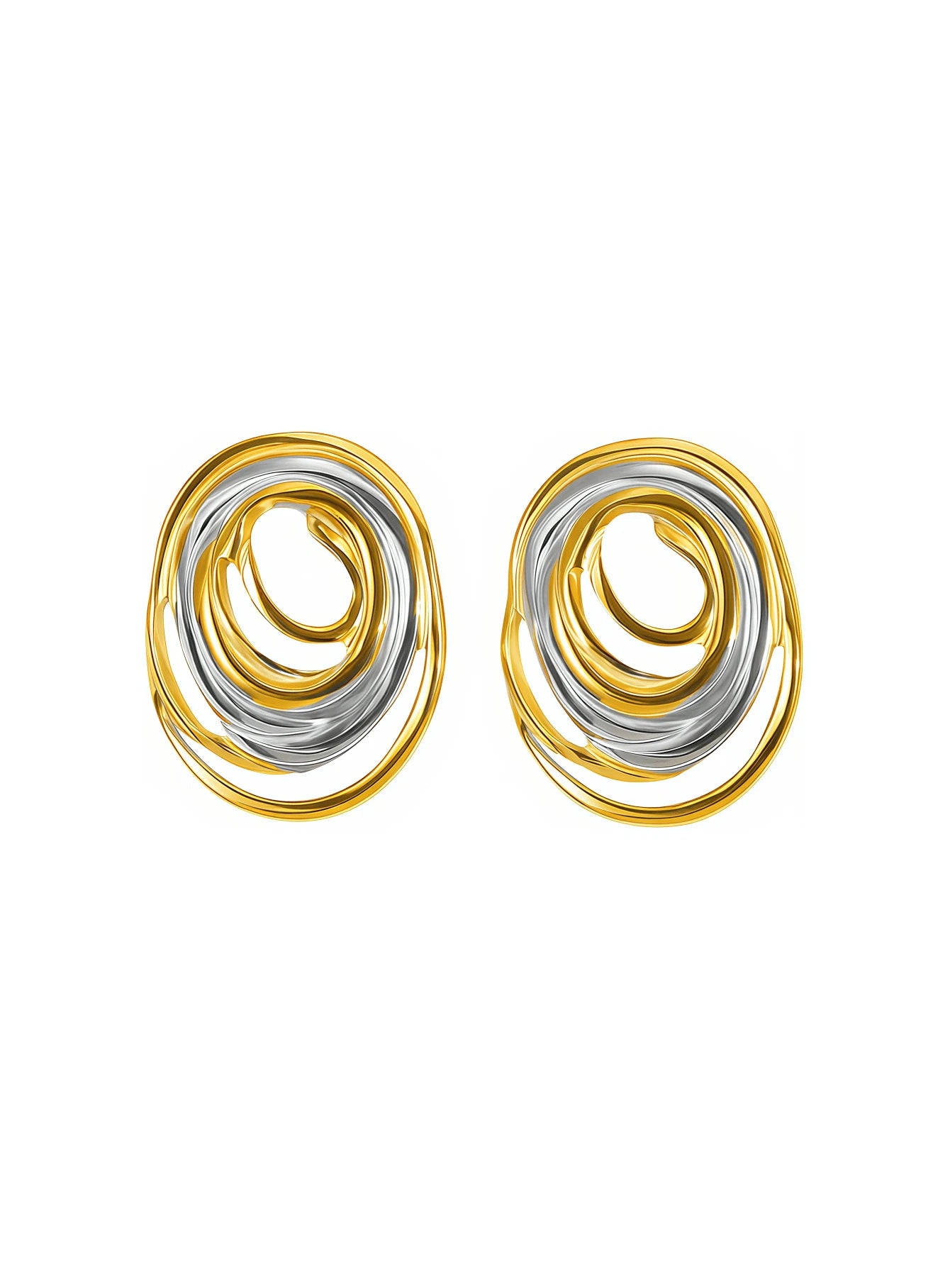 Silver & Gold color Tassel Earrings, Thick Ear Stud, Color Matching Design, Suitable For Beach Outfit