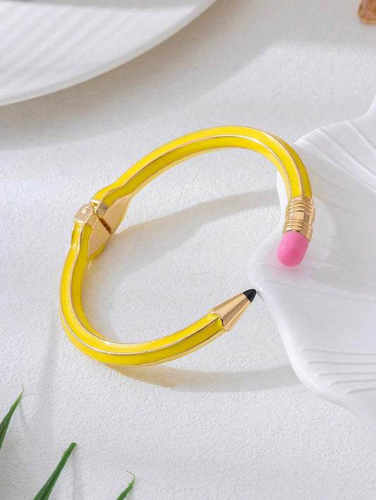 Yellow Vintage Chic Bracelet, Versatile Round Bangle, Lead-Free Cute Accessory, Easy To Wear, Lovely Gift
