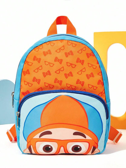 Blippi Cute Cartoon Pattern Printed Polyester Mini Backpack With Adjustable Length Shoulder Strap, For Back To School for Kids