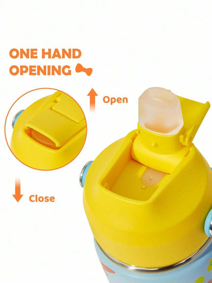 Blippi Cartoon Pattern 360ml Insulated Cup With Straw And Spill-Proof Lid,for Kids.