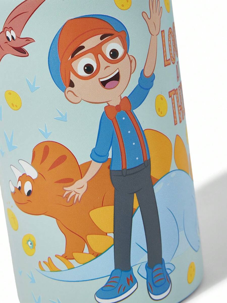 Blippi Cartoon Pattern 360ml Insulated Cup With Straw And Spill-Proof Lid,for Kids.