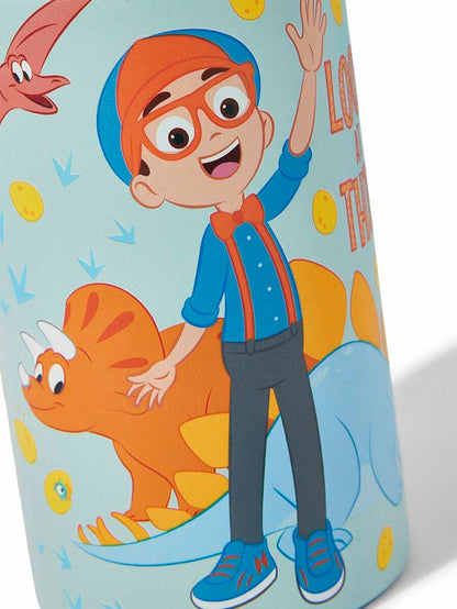 Blippi Cartoon Pattern 360ml Insulated Cup With Straw And Spill-Proof Lid,for Kids.