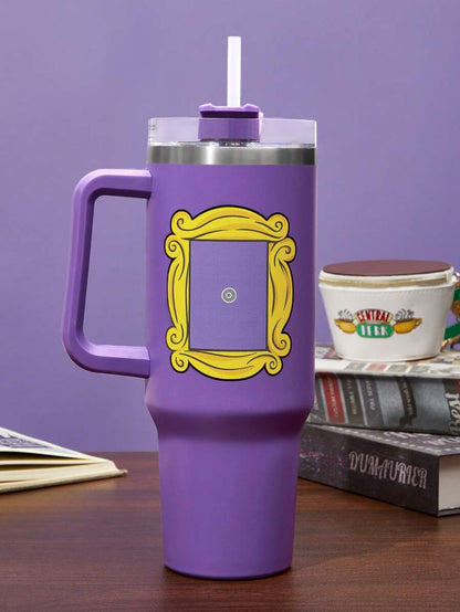 FRIENDS Purple 1200ml / 40oz Stainless Steel , Keep Cold Water Bottle, Tumbler With Straw, Suitable For Hot Water And Cold Drink, Gifts For Friends