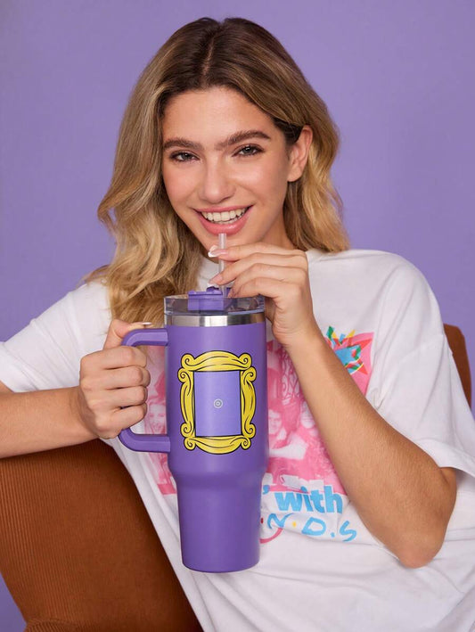 FRIENDS Purple 1200ml / 40oz Stainless Steel , Keep Cold Water Bottle, Tumbler With Straw, Suitable For Hot Water And Cold Drink, Gifts For Friends