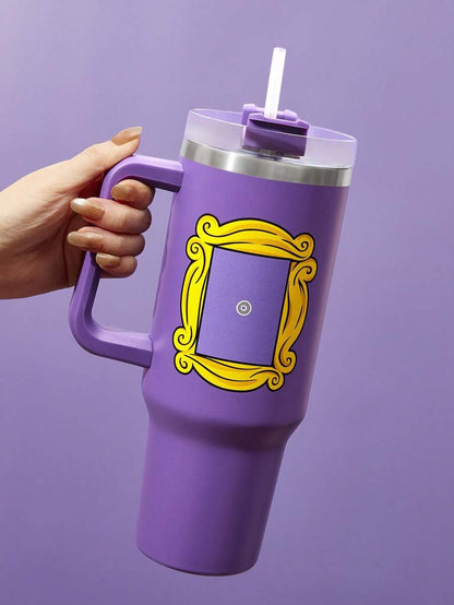 FRIENDS Purple 1200ml / 40oz Stainless Steel , Keep Cold Water Bottle, Tumbler With Straw, Suitable For Hot Water And Cold Drink, Gifts For Friends