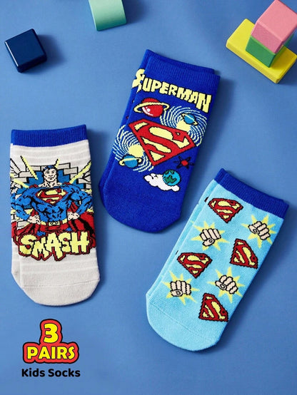 Superman Kids 3 pair cotton socks set. Best for gift