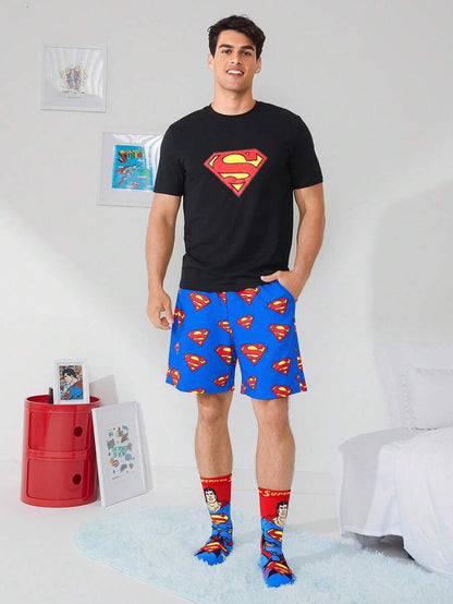 SUPERMAN 3 Pairs SET  Breathable & Sweat-Absorbent Men's Crew Socks, Reinforced Toe & Heel, Durable Wear, Suitable For All Seasons