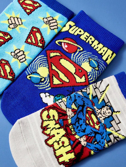 Superman Kids 3 pair cotton socks set. Best for gift