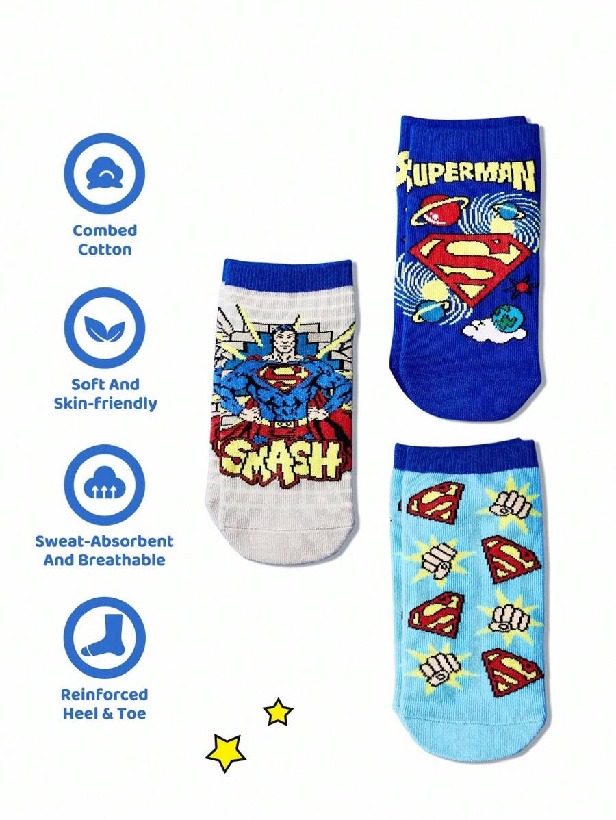 Superman Kids 3 pair cotton socks set. Best for gift