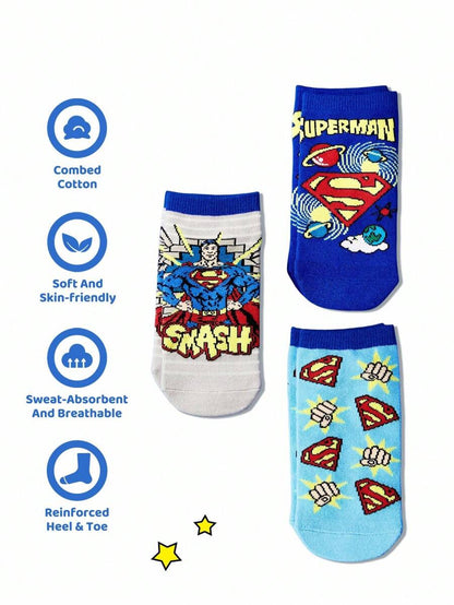 Superman Kids 3 pair cotton socks set. Best for gift