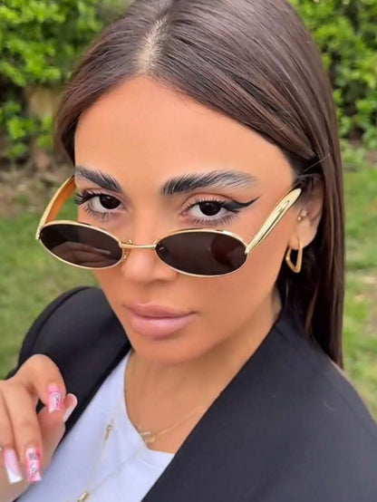 Oval Metal Fashion Glasses Advanced Retro Personalized Versatile Men And Women's Fashion Glasses Suitable For Daily Wear