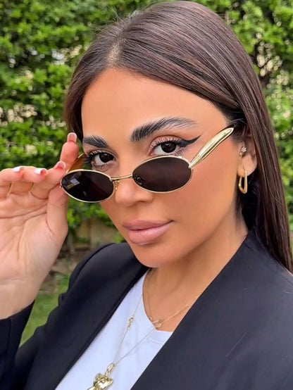 Oval Metal Fashion Glasses Advanced Retro Personalized Versatile Men And Women's Fashion Glasses Suitable For Daily Wear